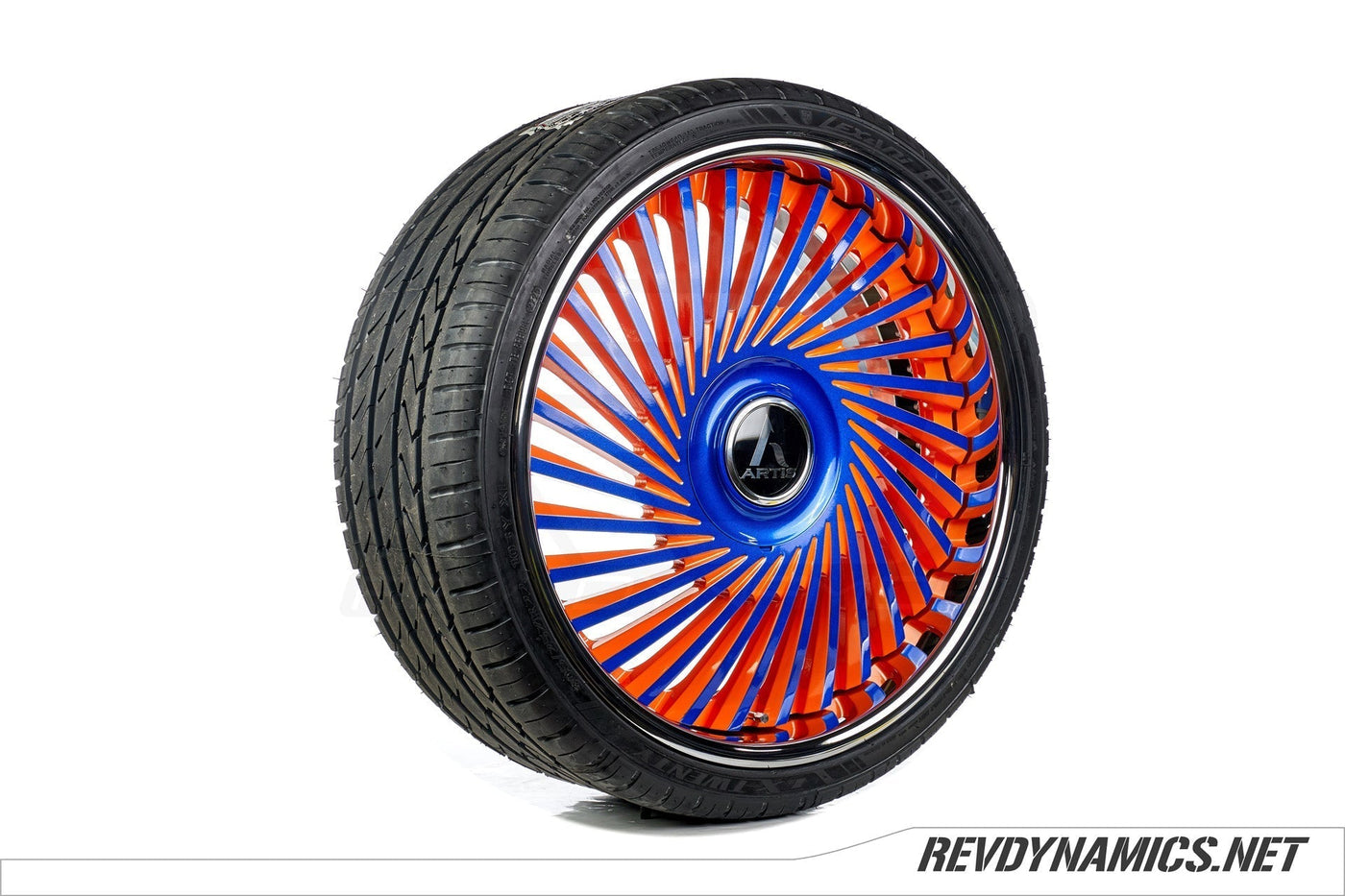 Polaris Slingshot Artis Juicy 20x10" Rim Powdercoated Stealth Blue and Sunrise Orange colors 