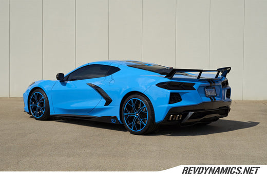 Cray Hammerhead 19" Front 20" Rear Rim Powdercoated Rapid Blue and Black Corvette C8 colors 