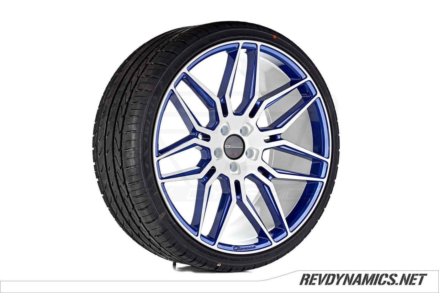 Giovanna Bogota 22" Rim Powdercoated Blue Fire and White Polaris Slingshot colors 