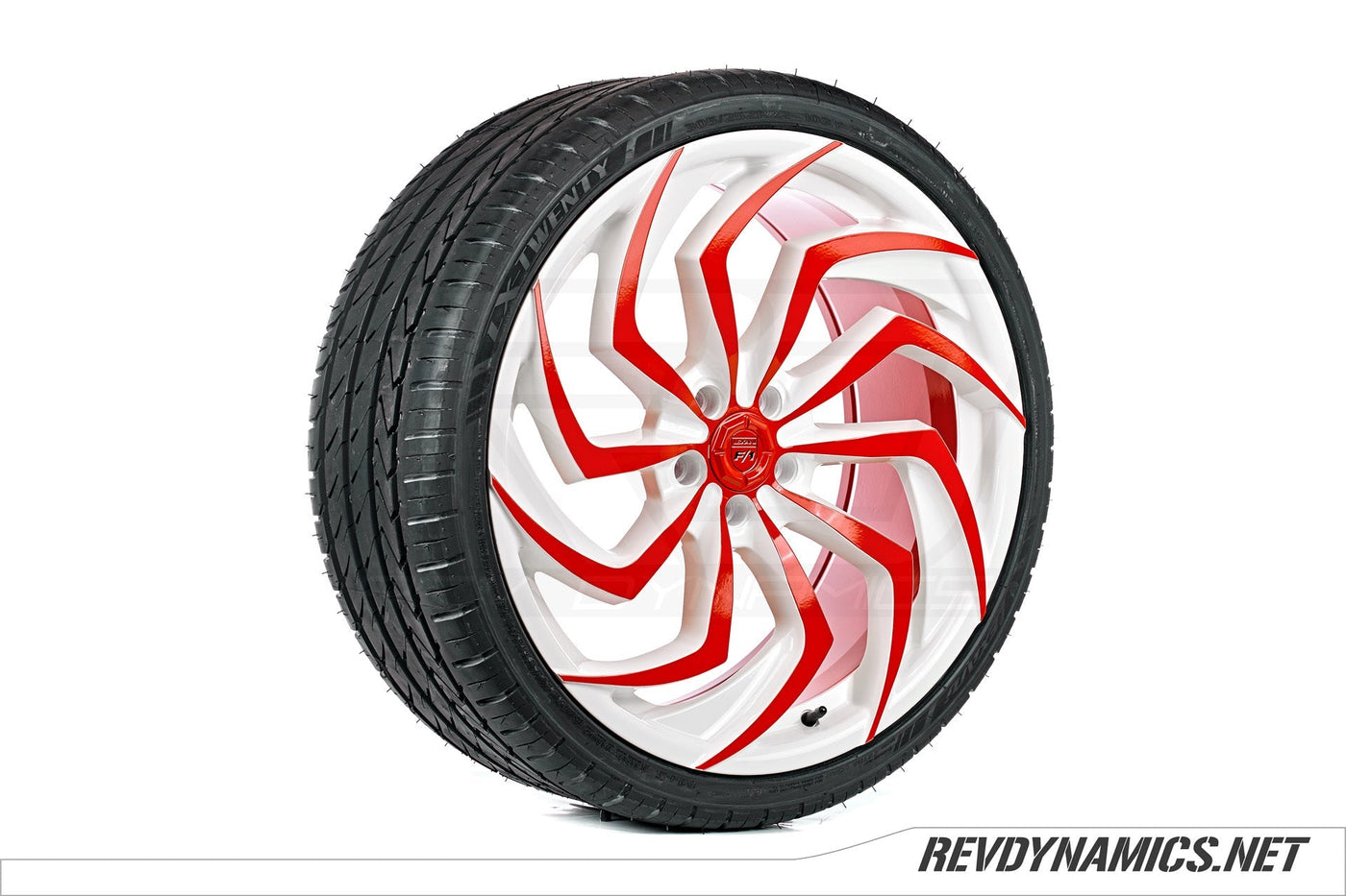 Lexani Shadow 22" Rim Powdercoated White and Indy Red Polaris Slingshot colors 