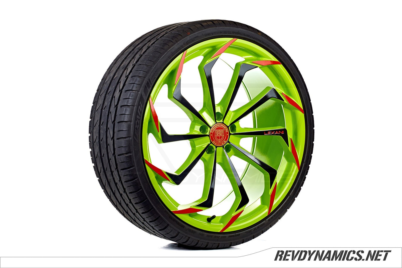 Lexani Static 22" Rim Powdercoated Neon Fade, Indy Red, and Black Polaris Slingshot colors 