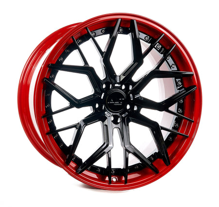 Corvette C8 Stingray ALT Forged DL20 2pc Wheel in Torch Red lip and Black powder coat