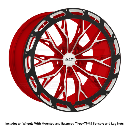 ALT Forged ALT10R C8 Corvette Z06 20x10" Front 21x13" Rear Wheel and Tire Package red white and black