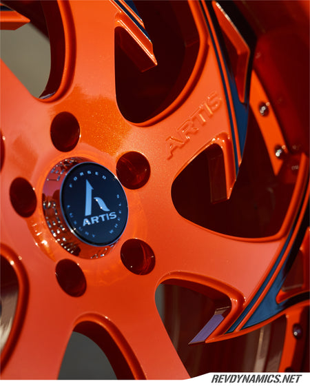 Artis Atomic 22x11 Orange Madness and Black with Tire Lettering