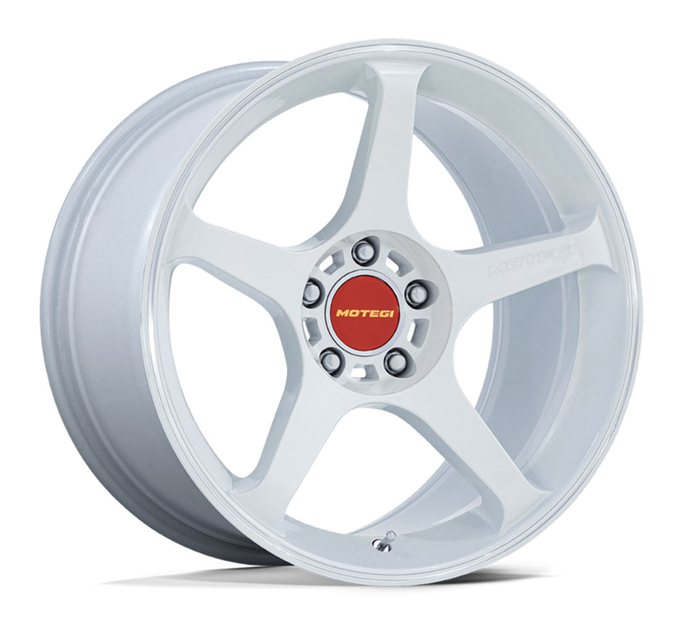 Motegi Battle V Tesla Model 3 18" Front and Rear Wheel and Tire Package - White Pearl