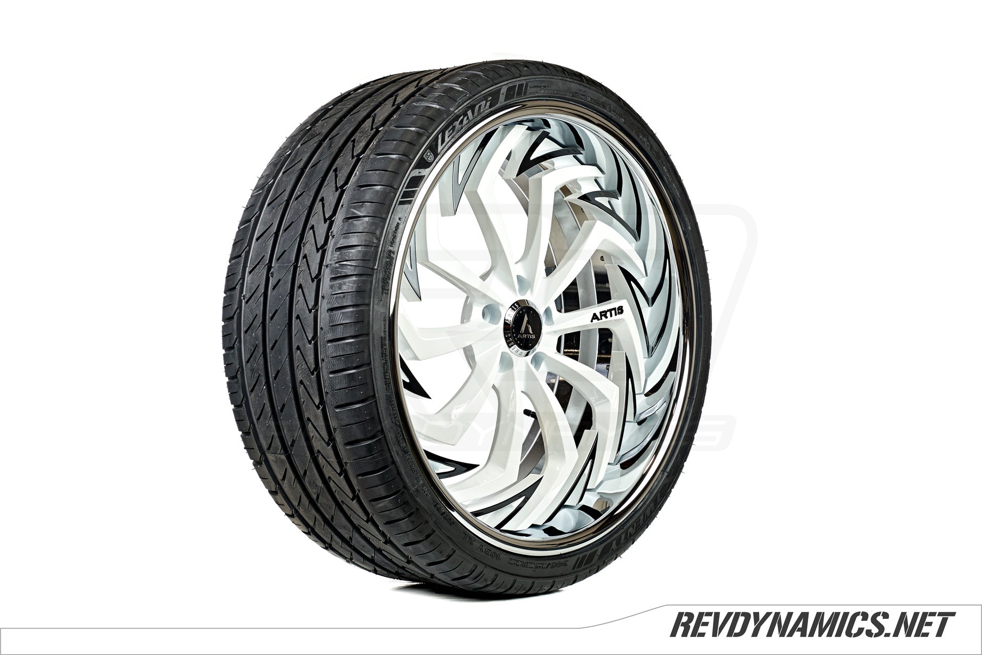 Black and White Polaris Slingshot Wheel and Tire with Chrome Lip