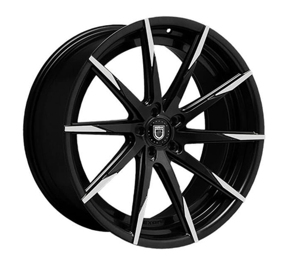Lexani CSS-15 Tesla Model 3 20" Front and Rear Wheel and Tire Package - Black w/Machined Tips
