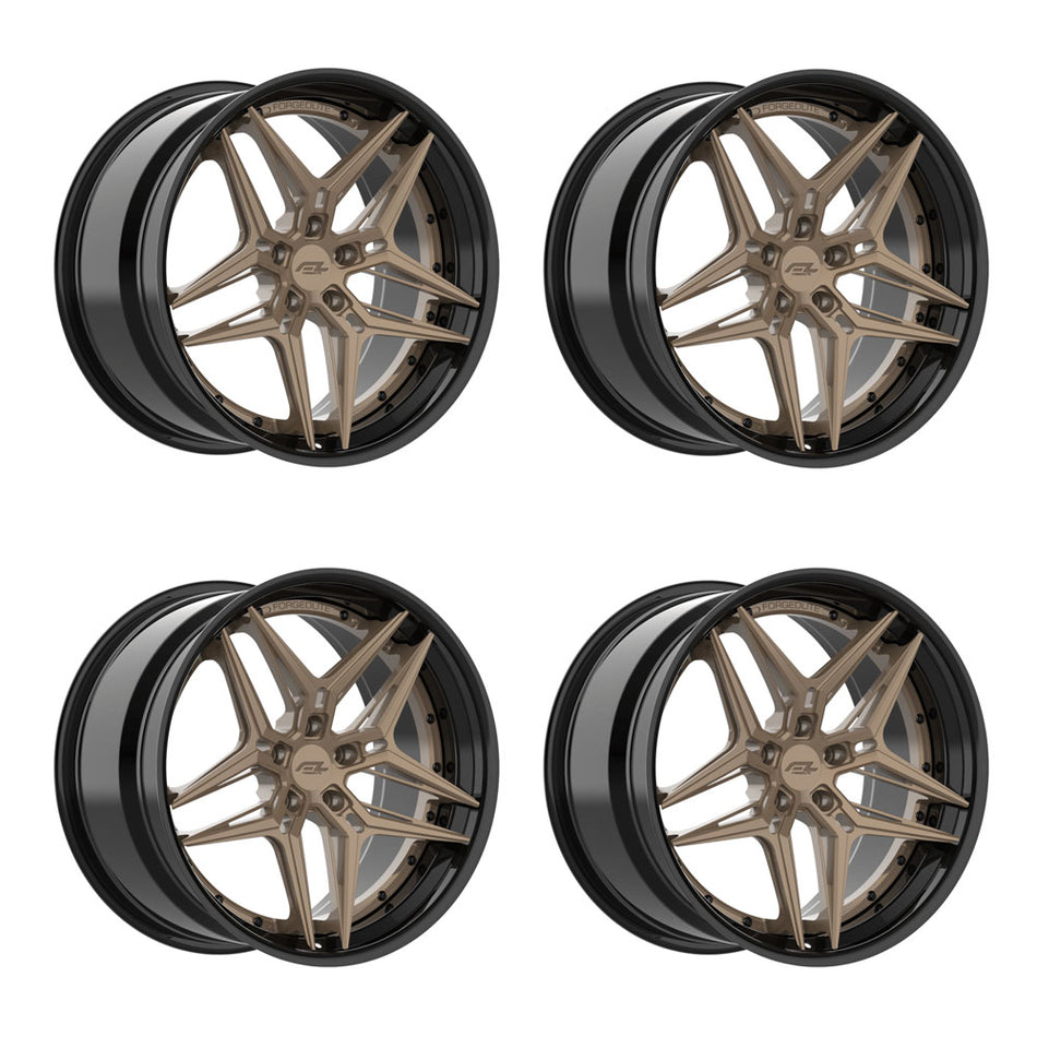 Forgedlite RS8 3pc C8 Corvette 20x9" Front 21x12" Rear Wheel and Tire Package - Bronze w/ Gloss Black Lip