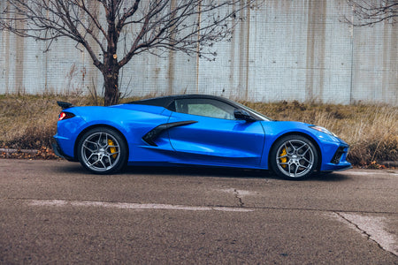 Corvette C8 Blue with Rohana RFX11 Brushed Titanium Wheels