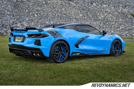 Corvette C8 Stingray Rapid Blue and Black powder coated wheels