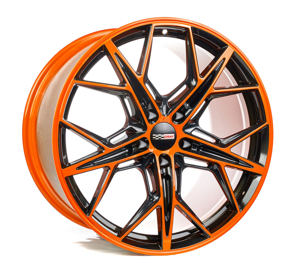 Cray Hammerhead C8 Corvette 19" Front 20" Rear Wheel and Tire Package - Amplified Orange and Black