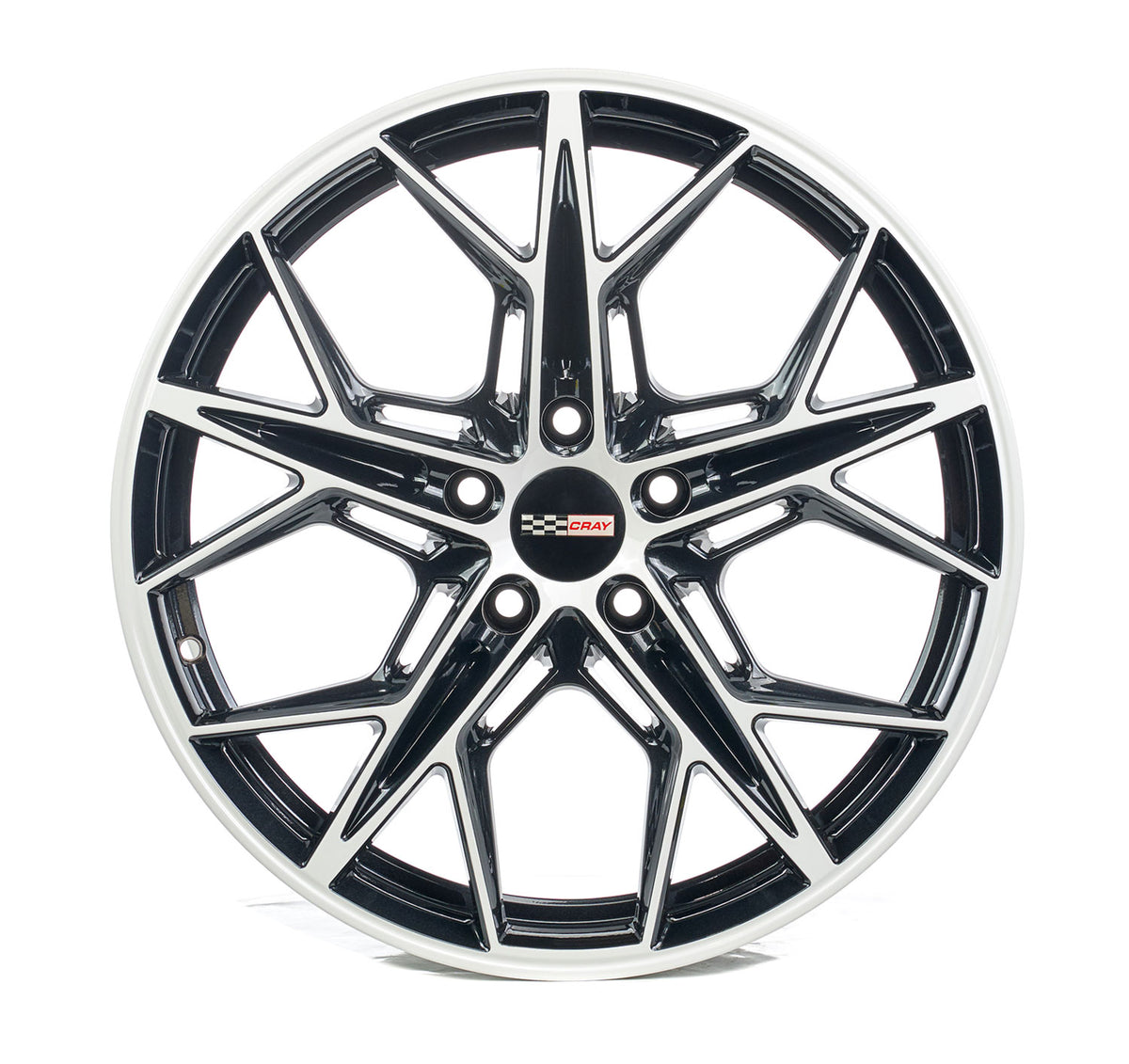 Corvette C8 Carbon Flash and White Rims two tone Wheel and Tire package by rev dynamics