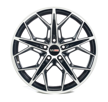 Corvette C8 Carbon Flash and White Rims two tone Wheel and Tire package by rev dynamics