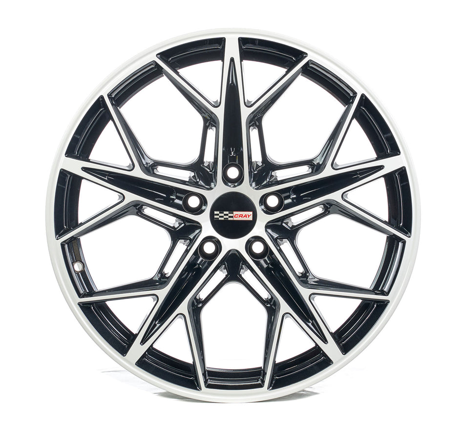 Corvette C8 Carbon Flash and White Rims two tone Wheel and Tire package by rev dynamics