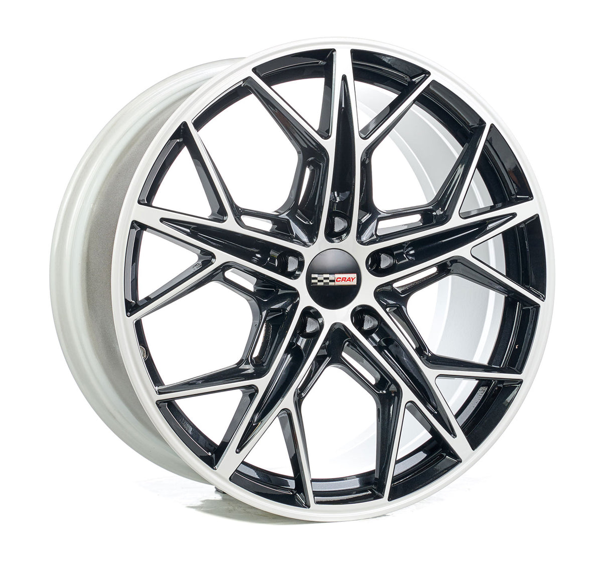 Corvette C8 Carbon Flash and White Rims two tone Wheel and Tire package by rev dynamics