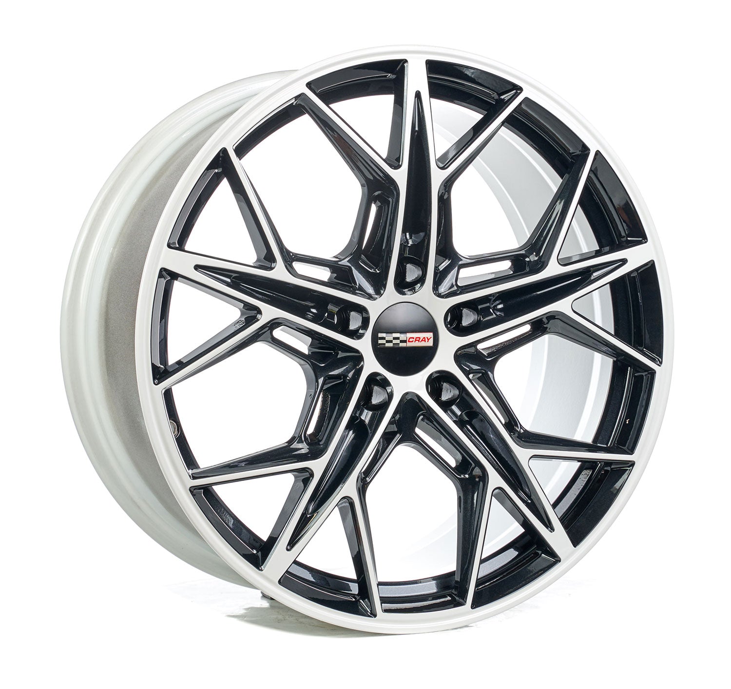 Corvette C8 Carbon Flash and White Rims two tone Wheel and Tire package by rev dynamics