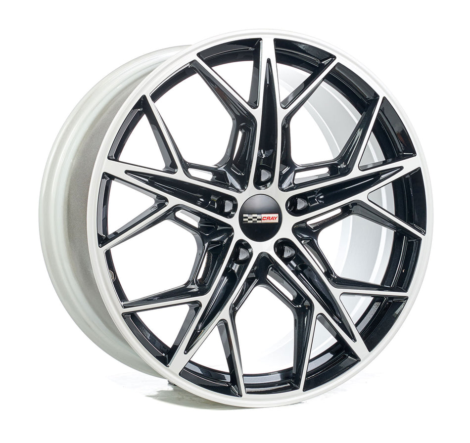 Corvette C8 Carbon Flash and White Rims two tone Wheel and Tire package by rev dynamics