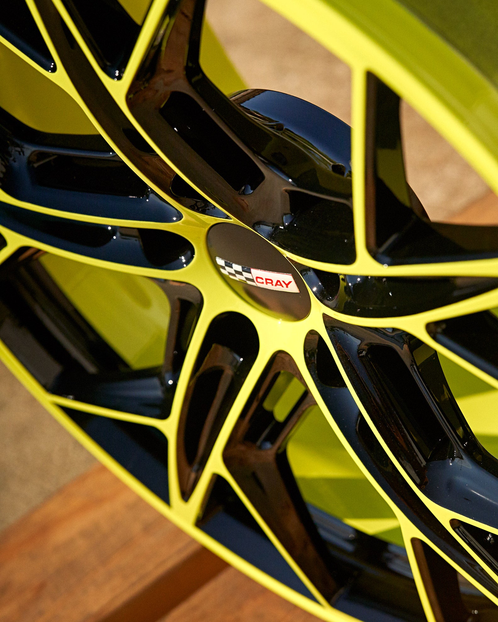 Corvette C8 Z51 Stingray Cray Hammerhead Accelerate Yellow and Black Wheel and tire package