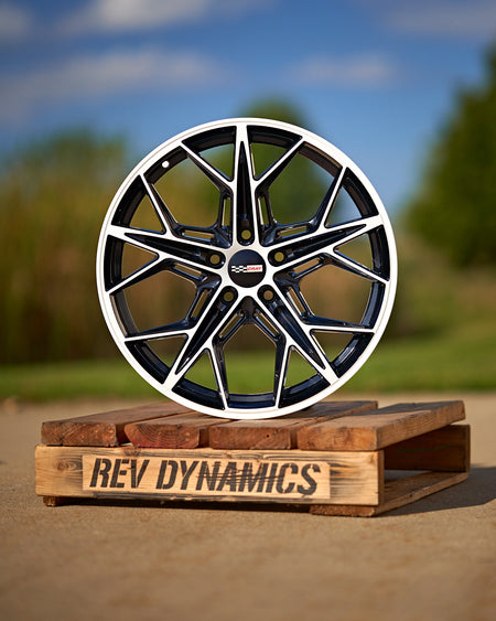 Corvette C8 Carbon Flash and White Rims two tone Wheel and Tire package