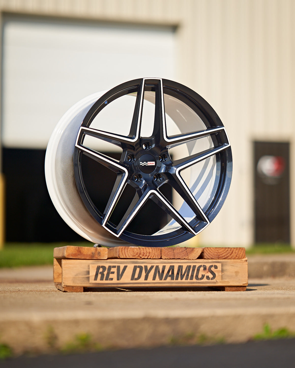 Corvette C8 Cray Panthera Wheel in Carbon Flash Black and White Two tone Rims and Tires