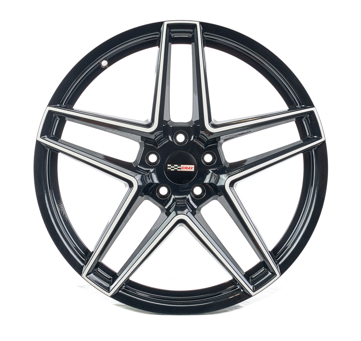 Corvette C8 Cray Panthera Wheel in Carbon Flash Black and White Two tone Rims and Tires