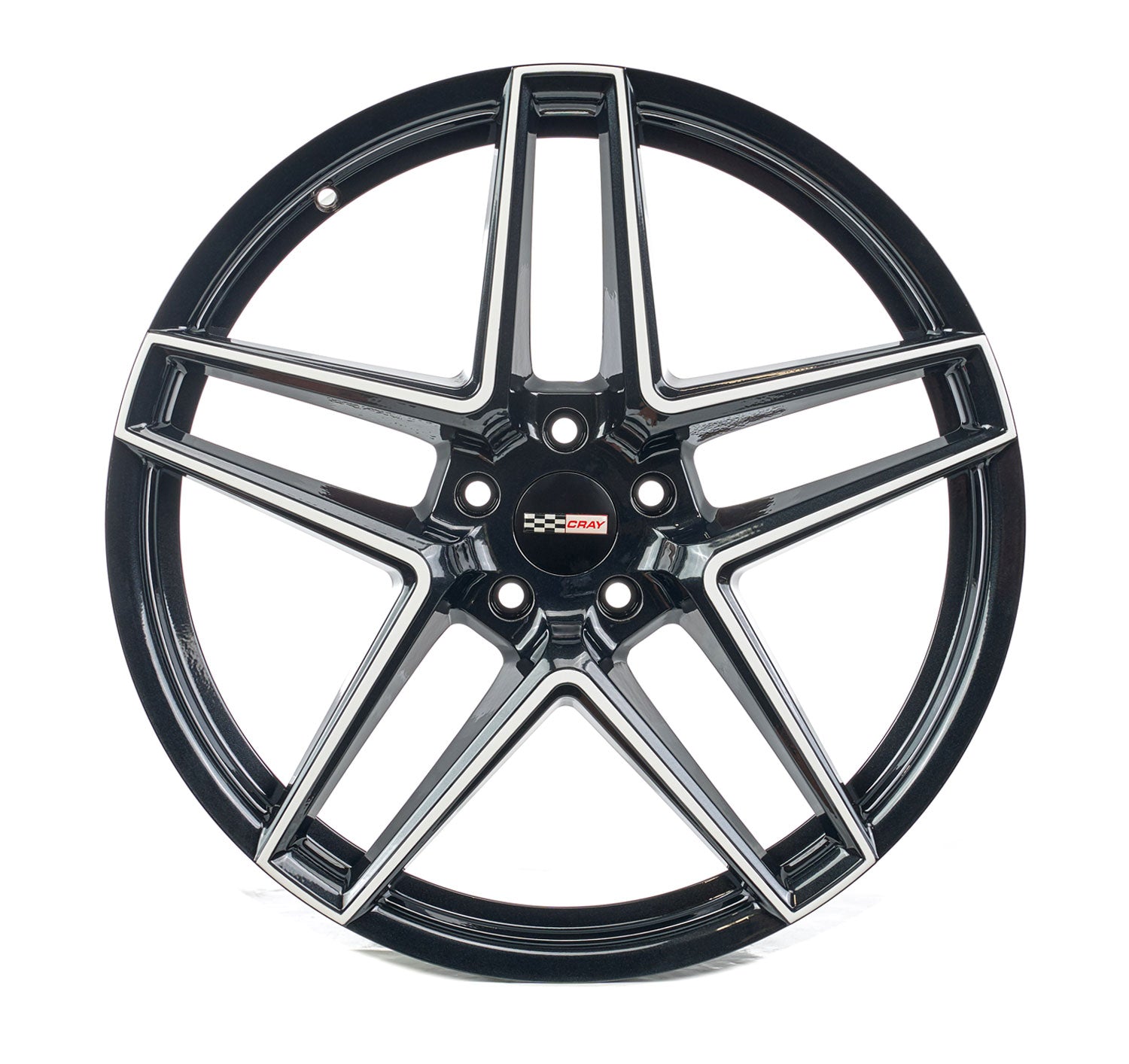 Corvette C8 Cray Panthera Wheel in Carbon Flash Black and White Two tone Rims and Tires