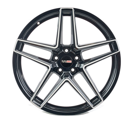 Corvette C8 Cray Panthera Wheel in Carbon Flash Black and White Two tone Rims and Tires