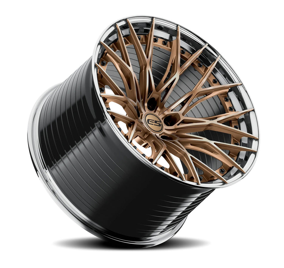 E5 Sebring 2p C8 Corvette 19" Front 20" Rear Wheel and Tire Package - Bronze w/ Polished Lip