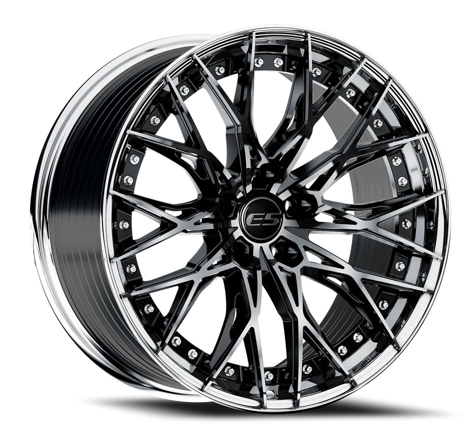 E5 Sebring 2p C8 Corvette 19" Front 20" Rear Wheel and Tire Package - Gloss Black w/Polished LIp