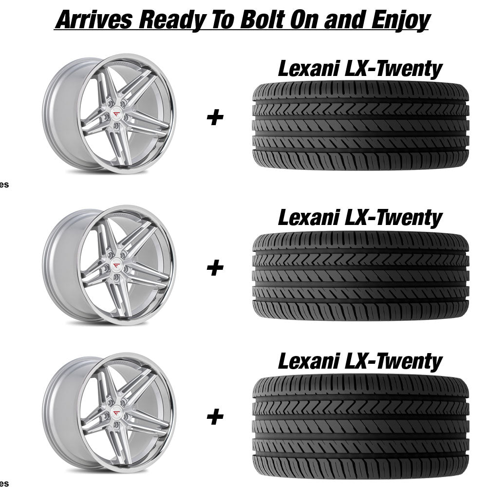 Polaris Slingshot Ferrada CM1 Machine Silver wChrome Lip Wheel and Tire Package