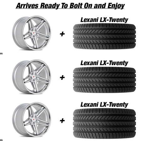 Polaris Slingshot Ferrada CM1 Machine Silver wChrome Lip Wheel and Tire Package