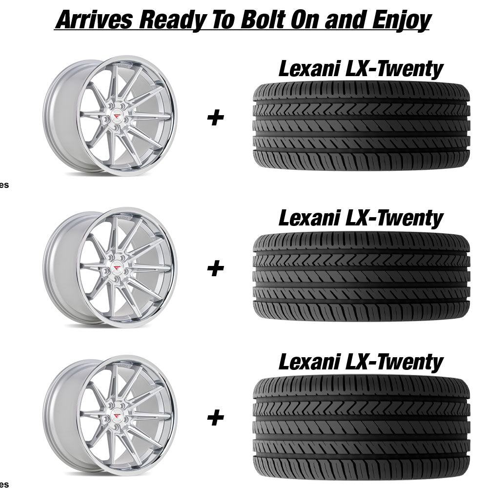 Polaris Slingshot Ferrada CM2 Machine Silver wchrome lip Wheel and Tire Package