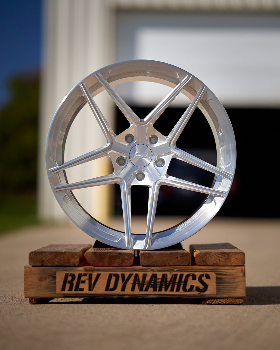 Forgedlite MC2 C8 Corvette 19" Front 20" Rear Wheel and Tire Package - Brushed Aluminum w/Clear