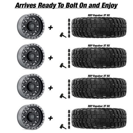 Jeep_Gladiator_Black_Rhino_Abrams_Textured_Matte_Gunmetal_20in_wheel_and_RBP_Repulsor_MT_RX_tire_package