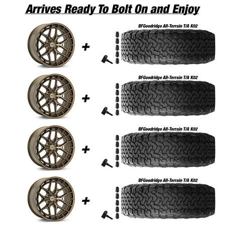 Jeep Gladiator Vossen HFX1 Terra Bronze 20in wheel and Bfgoodridge All Terrain T/A K02 tire package