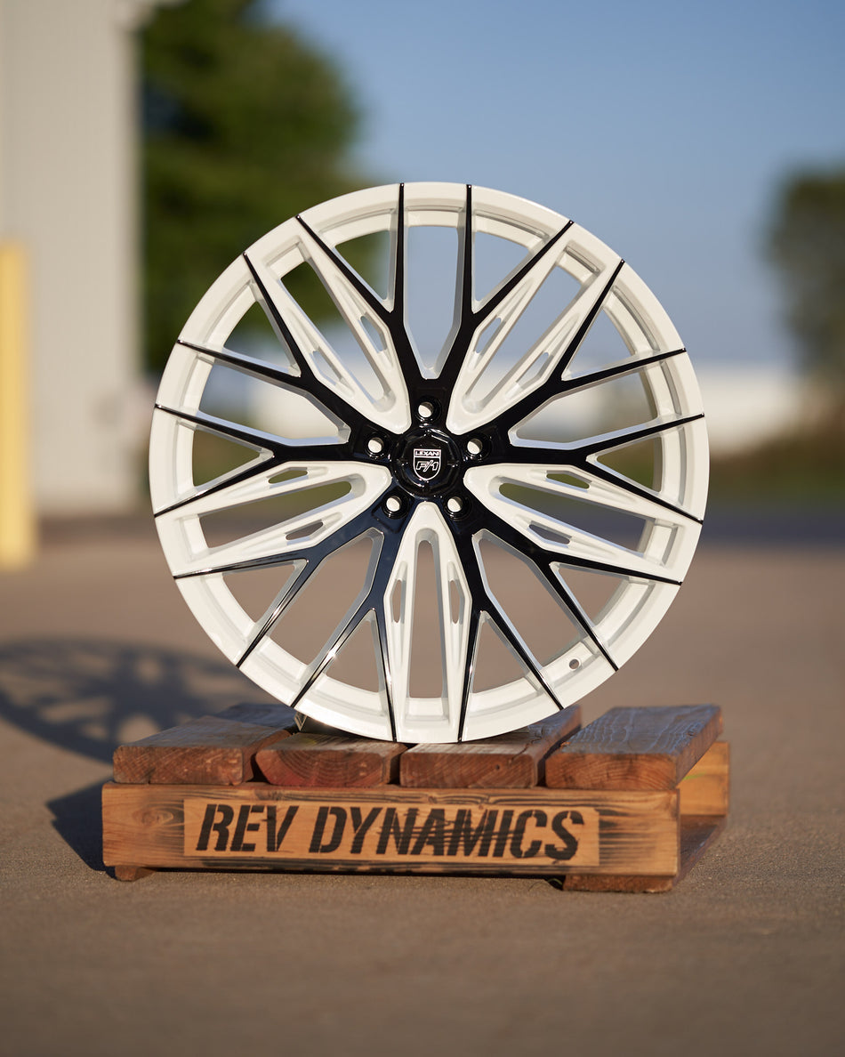 Lexani Aries C8 Corvette 20x9" Front 22x10.5" Rear Wheel and Tire Package - White and Black