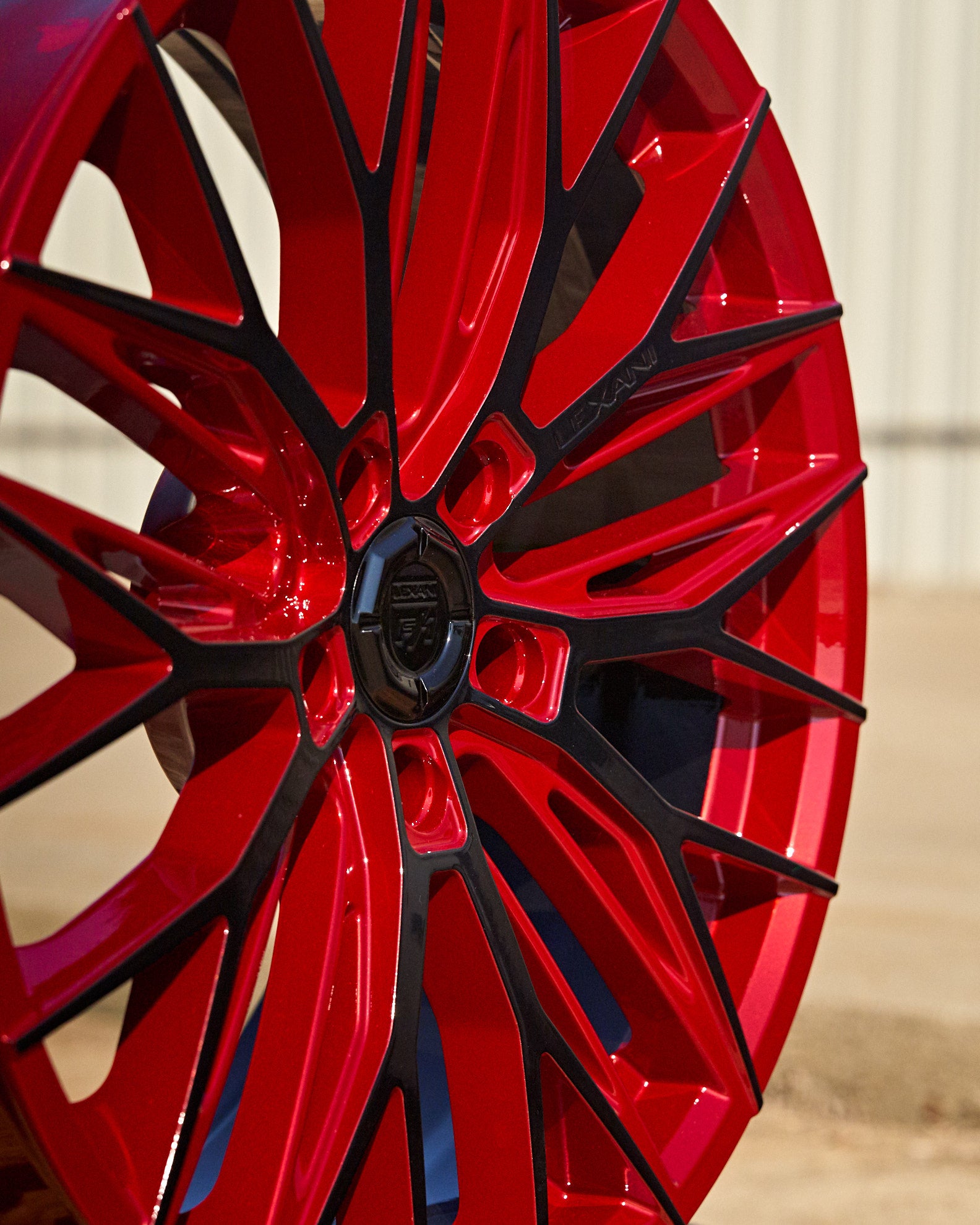 C8 Corvette Stingray 20in 22in Lexani Aries Red Mist and Black Custom powder coated wheel