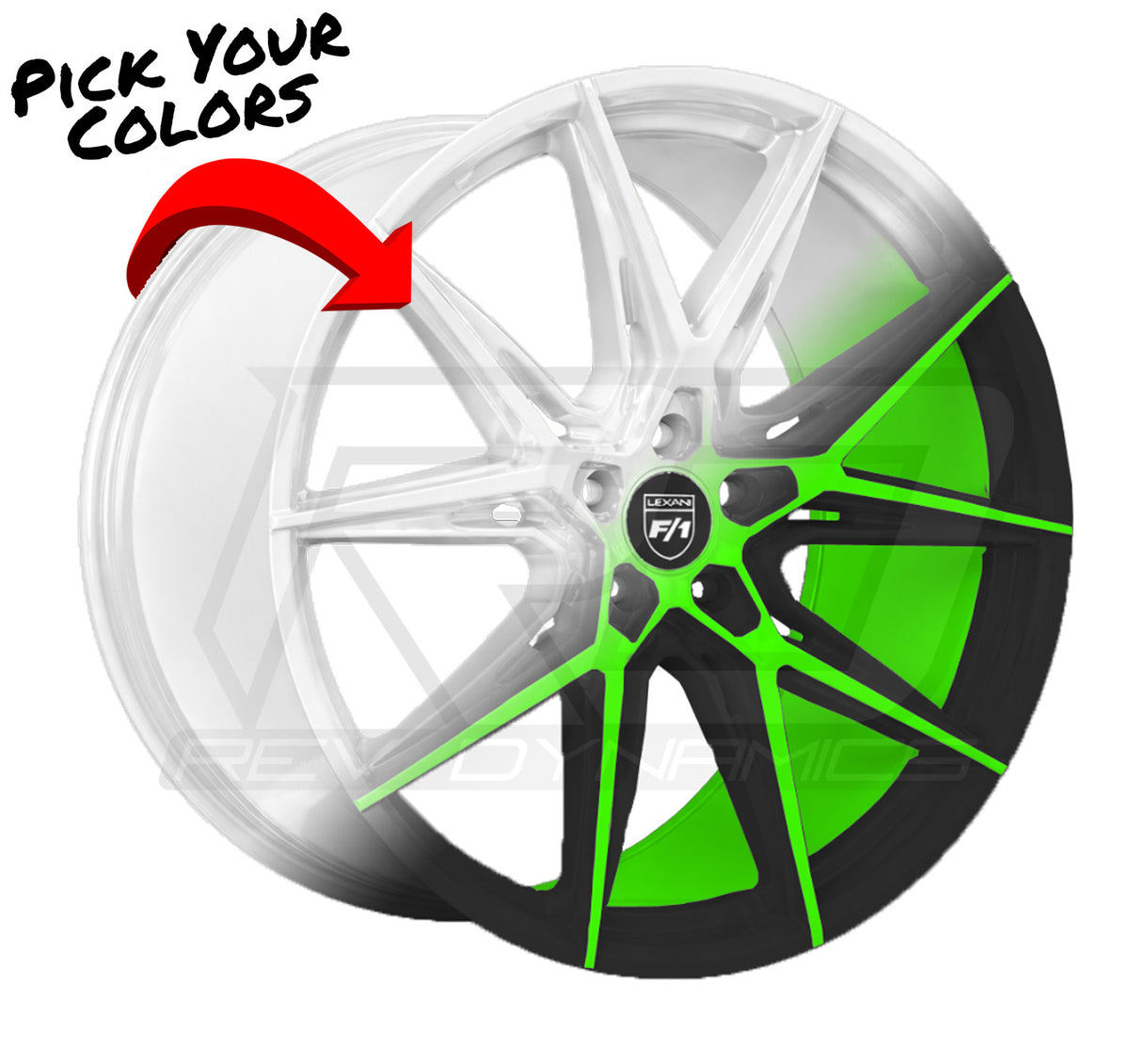Polaris Slingshot Lexani Hyper Wheel Package Green and Black