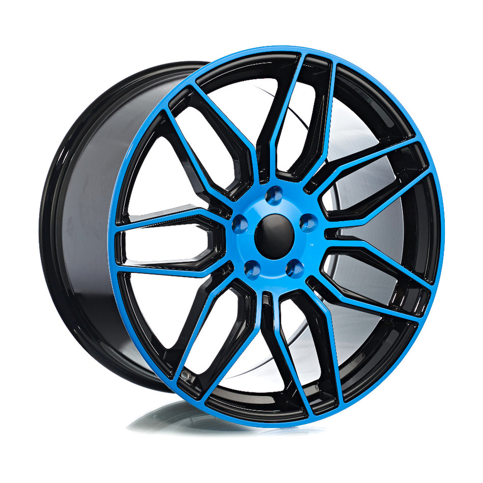 OE Wheel CV03D C8 Corvette 19" Front 20" Rear Wheel and Tire Package - Rapid Blue and Black