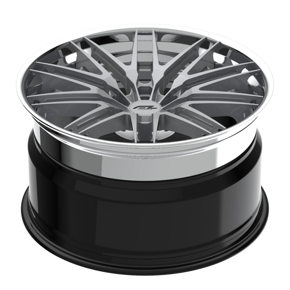 Forgedlite RS15 3pc C8 Corvette 20x9" Front 21x12" Rear Wheel and Tire Package - Silver w/ Chrome Lip