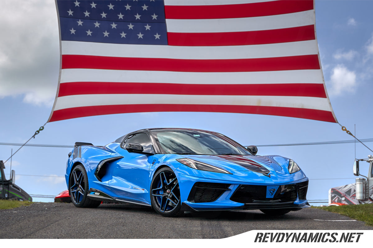 Rapid Blue C8 Corvette Stingray Wheels Powder coated color match