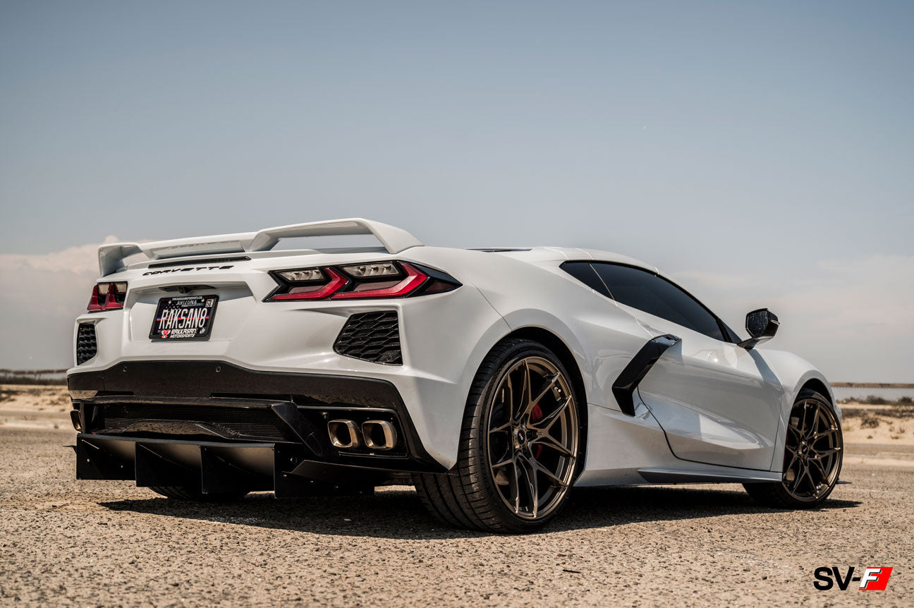 White C8 Corvette with Savini SV-F5 bronze rims