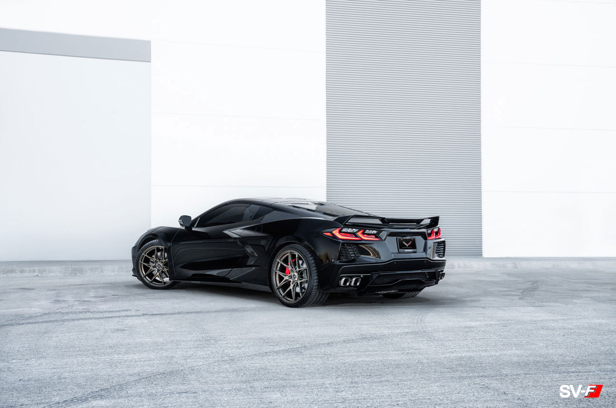 Black C8 Corvette With Bronze Savini SV-F5 Wheels