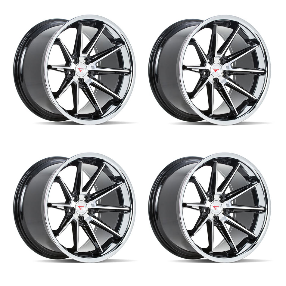 Ferrada CM2 Tesla Model 3 20" Front and Rear Wheel and Tire Package - Black w/ Machined Face