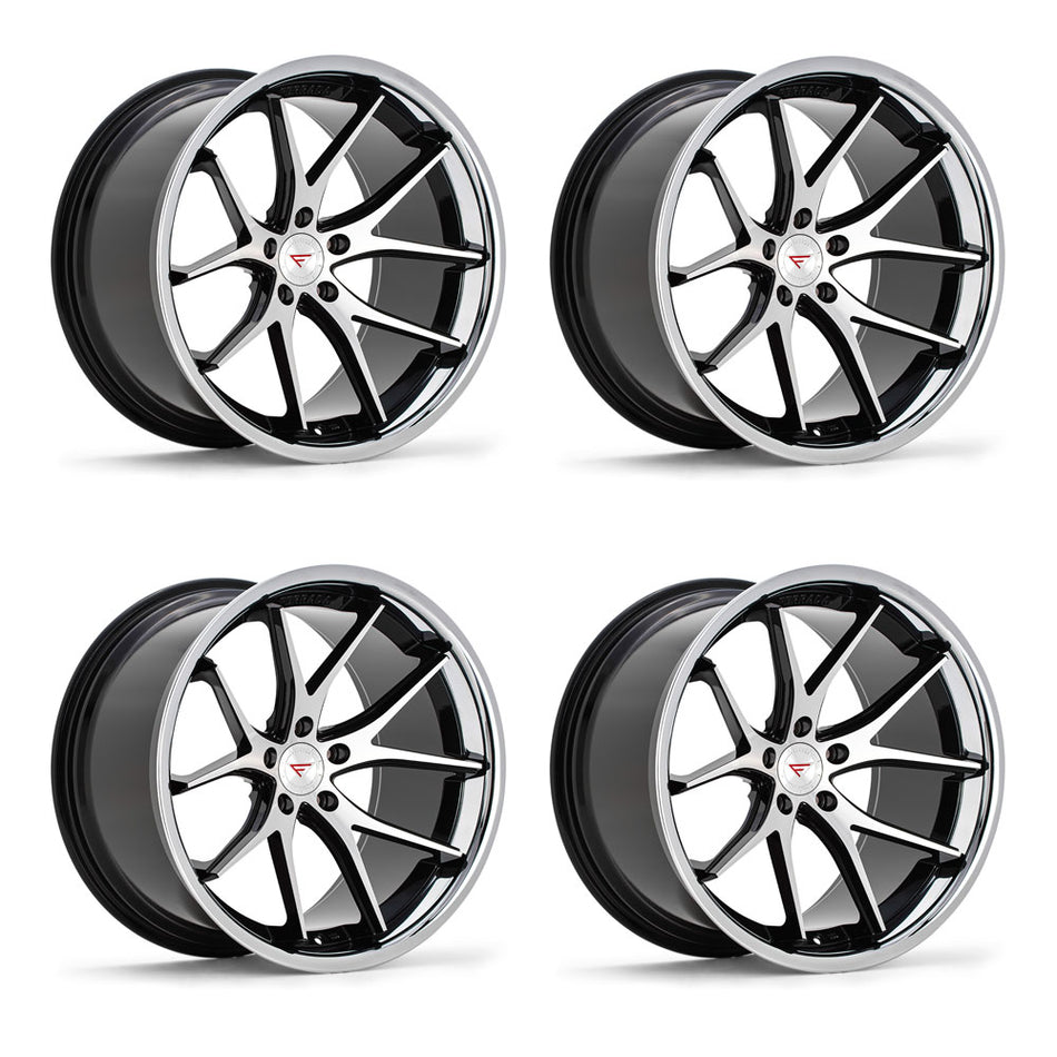 Ferrada FR2 Tesla Model 3 20" Front and Rear Wheel and Tire Package - Black w/ Machined Face