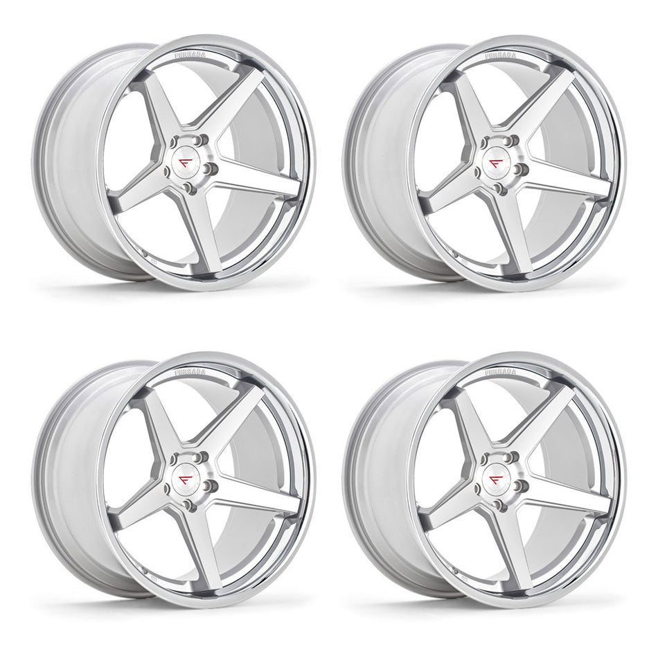 Ferrada FR3 Tesla Model 3 20" Front and Rear Wheel and Tire Package - Machine Silver