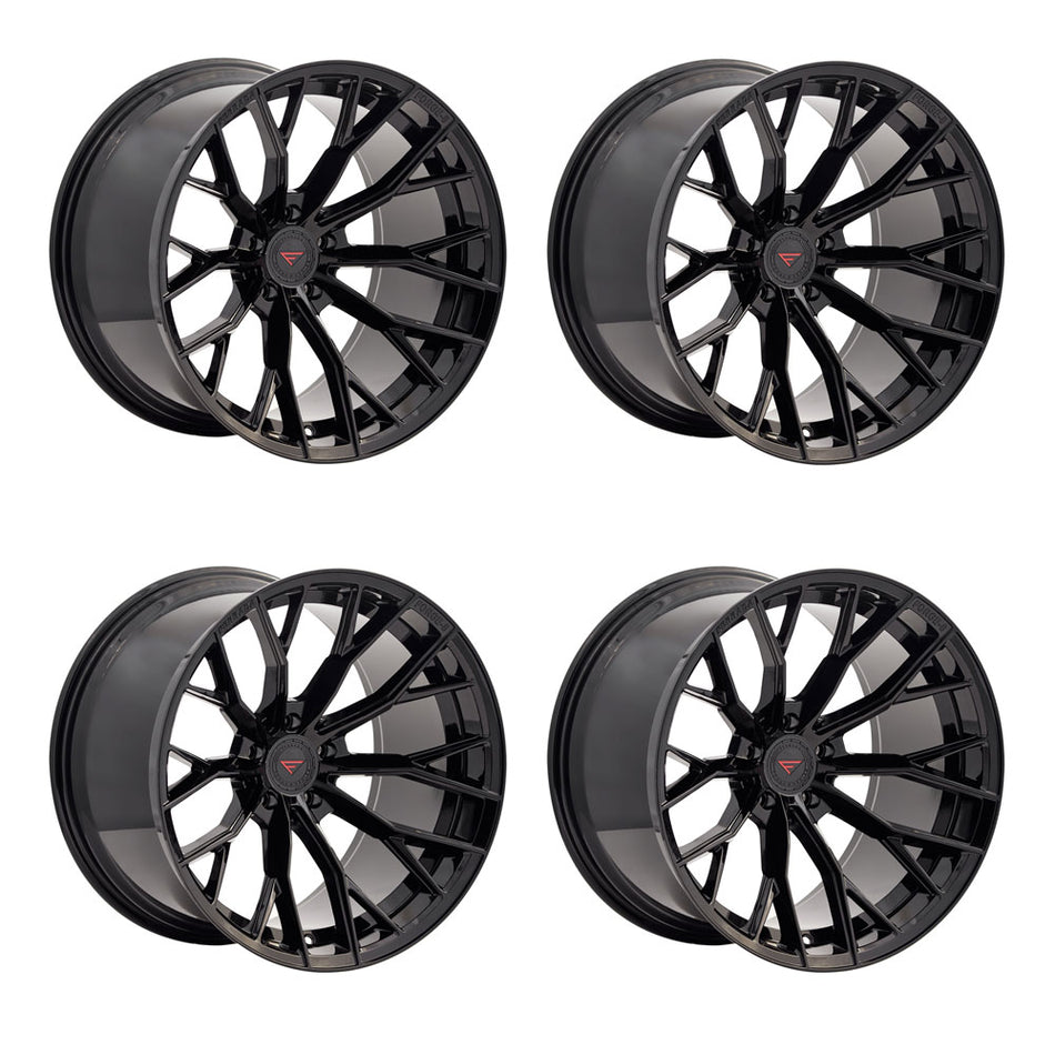 Ferrada FR9 Tesla Model 3 20" Front and Rear Wheel and Tire Package - Obsidian Black