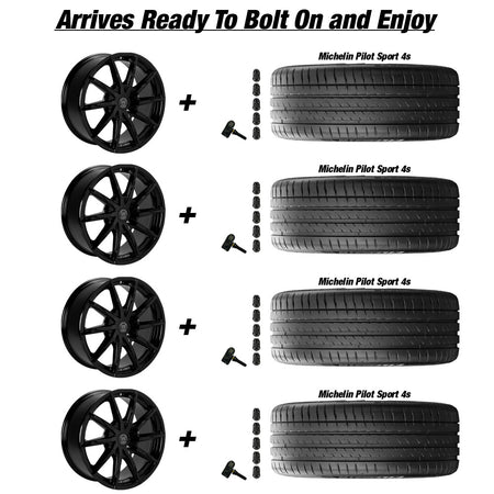 Tesla Model 3 Lexani CSS-15 Gloss Black 20in wheel and Michelin Pilot Sport 4s tire package