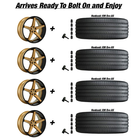 Tesla Model 3 Lexani Savage Bronze wBlack Lip 20in wheel and Hankook iON Evo AS tire package