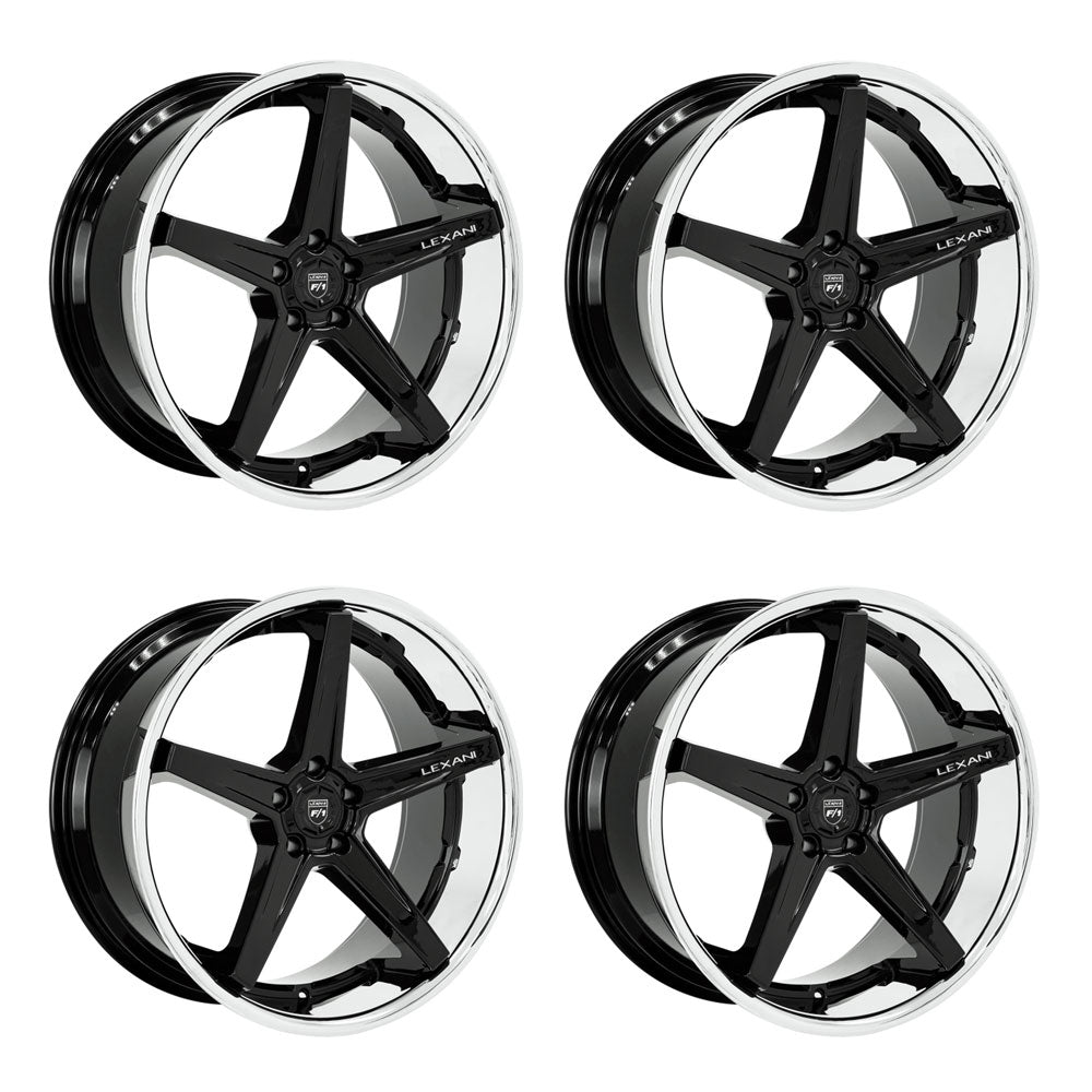 Tesla Model 3 Lexani Savage Gloss Black w Chrome Lip 20in wheel package